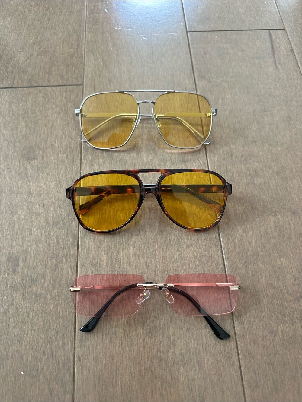 Three Vintage-Style Sunglasses Bundle - Yellow & Pink Lenses